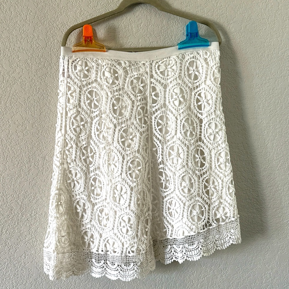 V Christina White Crochet Skirt